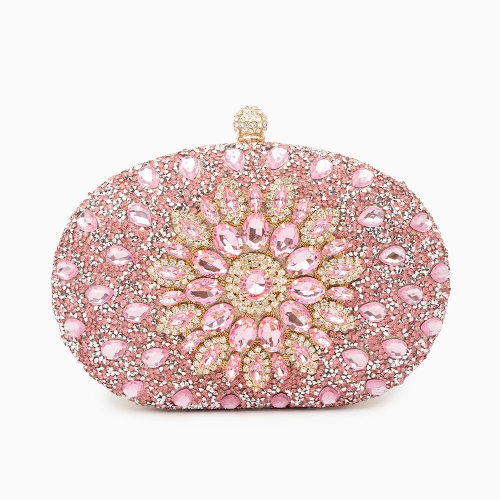 Pink Crystal Clutch Bag